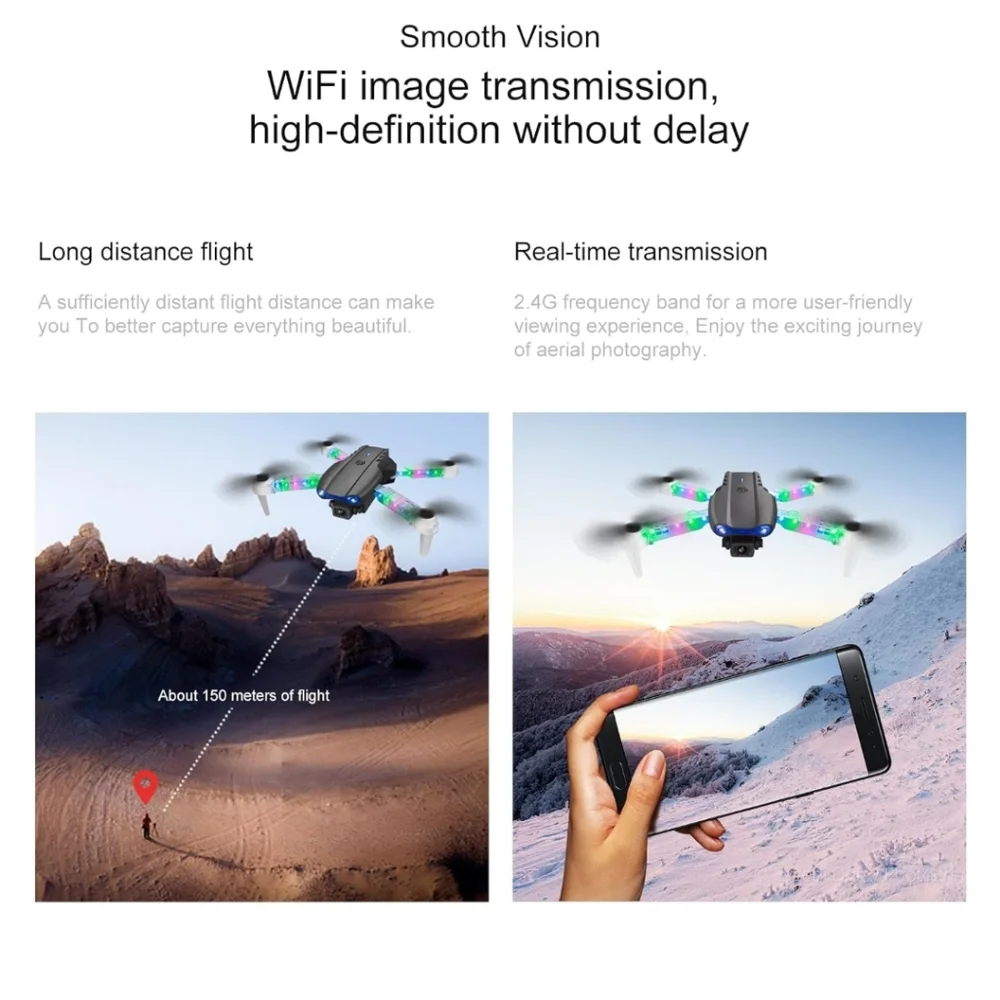 E99 Drone Single camera, Camera for Adults RC Drone With 480P Dual Camera WiFi